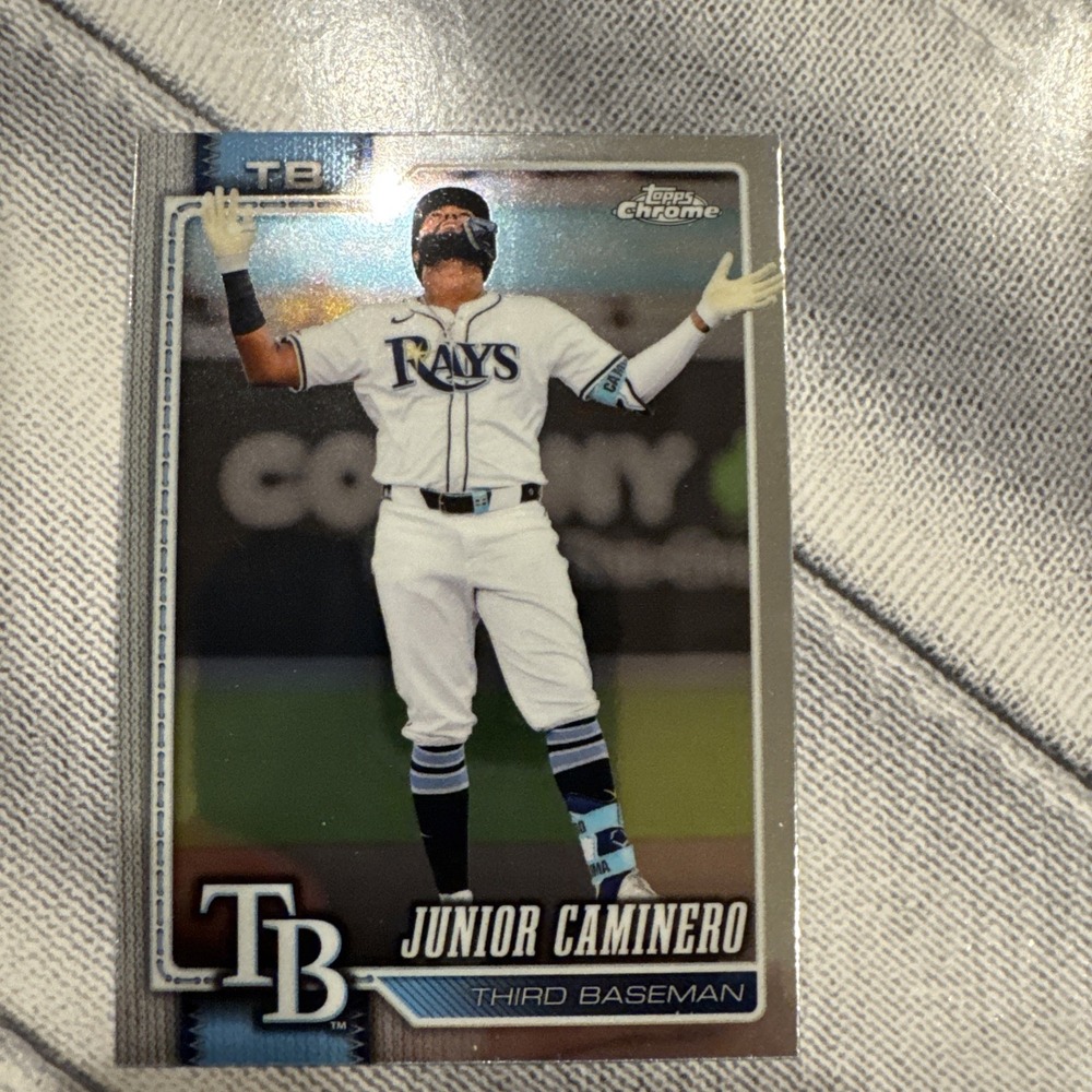 2026 Topps Chrome Junior Caminero #130 Refractor Tampa Bay Rays Baseball Card